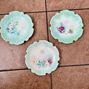 Vintage French Limoges Porcelain Monogrammed Plates 3